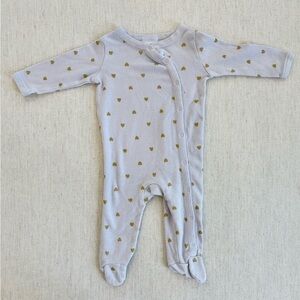 Nordstrom Lavender Footie with Gold Hearts Sz NB